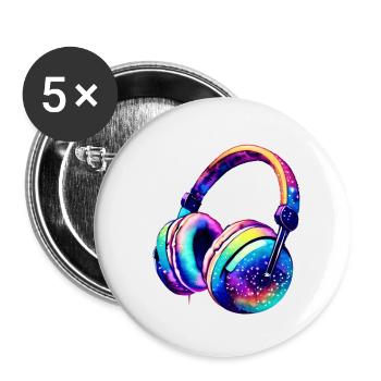 Headphones Singer Listen to music Gamer Singing Musicians - Buttons small 1''/25 mm (5-pack) - white - Front