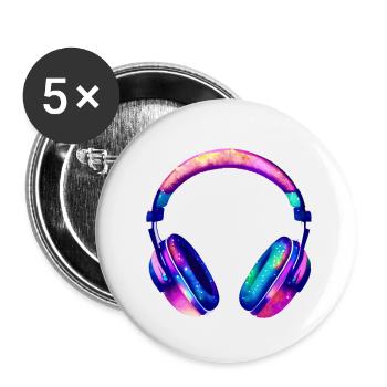 Headphones Musicians Gamers Singers Listen to music Singing - Buttons small 1''/25 mm (5-pack) - white - Front