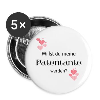 Willst du meine Patentante - Buttons klein 25 mm (5er Pack) - Weiß - Vorne