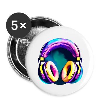 Headphones Singing Musicians Gamers Singers Listening to music - Buttons small 1''/25 mm (5-pack) - white - Front