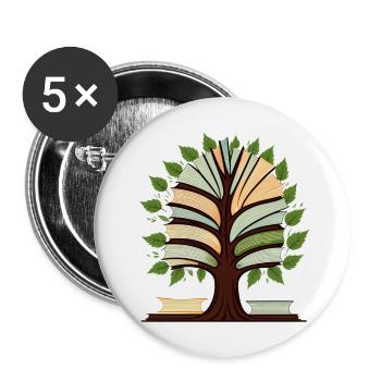 Arbre du livre - Lot de 5 petits badges (25 mm) - blanc - Devant