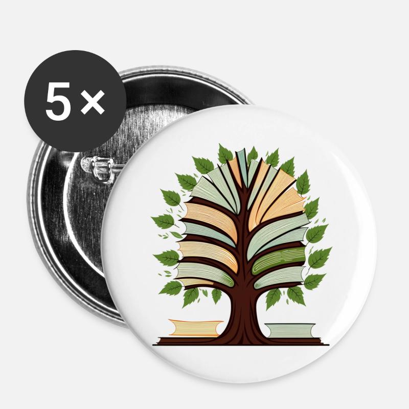Bücherbaum - Buttons klein 25 mm (5er Pack) - Weiß