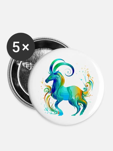 Lolo der Steinbock - Buttons klein 25 mm (5er Pack) - Weiß
