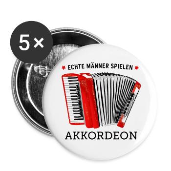 Akkordeon: Echte Männer spielen Akkordeon - Buttons klein 25 mm (5er Pack) - Weiß - Vorne