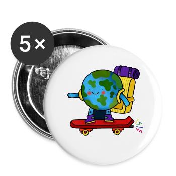 Skater Earth Rucksack - Buttons klein 25 mm (5er Pack) - Weiß - Vorne