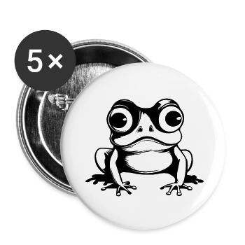 Frosch Amphibie Kröte - Buttons klein 25 mm (5er Pack) - Weiß - Vorne