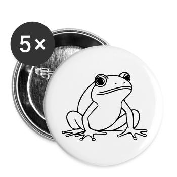 Frosch Amphibie Kröte - Buttons klein 25 mm (5er Pack) - Weiß - Vorne