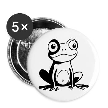 Frosch Amphibie Kröte - Buttons klein 25 mm (5er Pack) - Weiß - Vorne