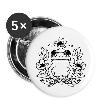 Frosch Amphibie Kröte - Buttons klein 25 mm (5er Pack) - Weiß - Vorne