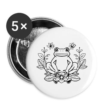 Frosch Amphibie Kröte - Buttons klein 25 mm (5er Pack) - Weiß - Vorne