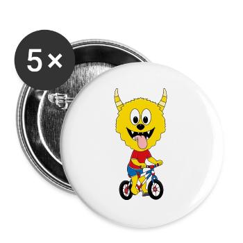 RAD - FAHRRAD - MONSTER - RADSPORT - SPORT - Buttons klein 25 mm (5er Pack) - Weiß - Vorne