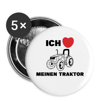 Nutzfahrzeug Ich Liebe Traktor Statement Herz - Buttons klein 25 mm (5er Pack) - Weiß - Vorne