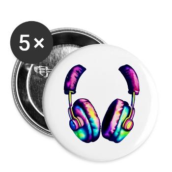 Headphones Singers Musicians Gamers Listen to music Singing - Buttons small 1''/25 mm (5-pack) - white - Front