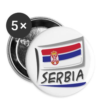 Drapeau de la Serbie - Lot de 5 petits badges (25 mm) - blanc - Devant