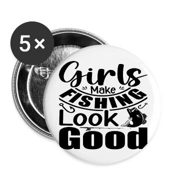 Les filles rendent la pêche belle - Lot de 5 petits badges (25 mm) - blanc - Devant