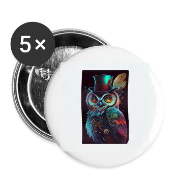 Autocollant Cool Owl - Lot de 5 petits badges (25 mm) - blanc - Devant