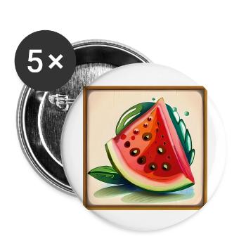 Fresh Melon Watermelon Wassermelone - Buttons small 1''/25 mm (5-pack) - white - Front
