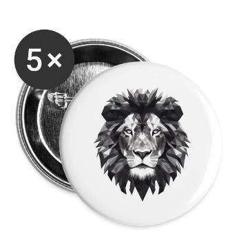 Lion Geometric - Buttons small 1''/25 mm (5-pack) - white - Front