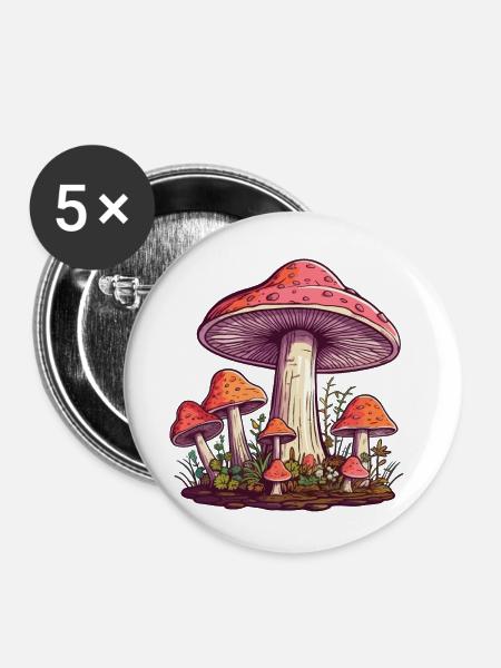 Zauberpilz - Buttons klein 25 mm (5er Pack) - Weiß