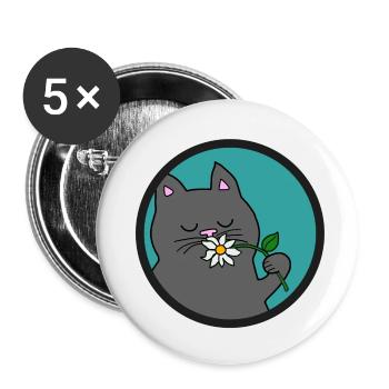 Graue Sommer Katze - Buttons klein 25 mm (5er Pack) - Weiß - Vorne