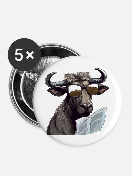 Buchen Sie den Bison - Buttons klein 25 mm (5er Pack) - Weiß