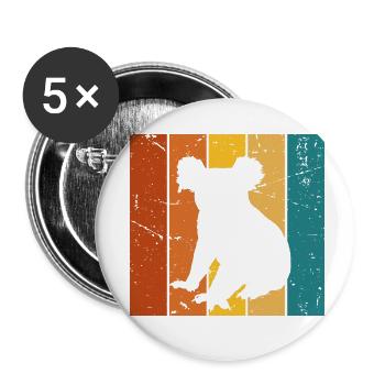 Koala Vintage-Geschenk - Buttons klein 25 mm (5er Pack) - Weiß - Vorne