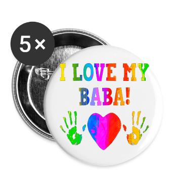 I love my baba Balkans Exyu Croatia Serbia Bosna - Buttons small 1''/25 mm (5-pack) - white - Front
