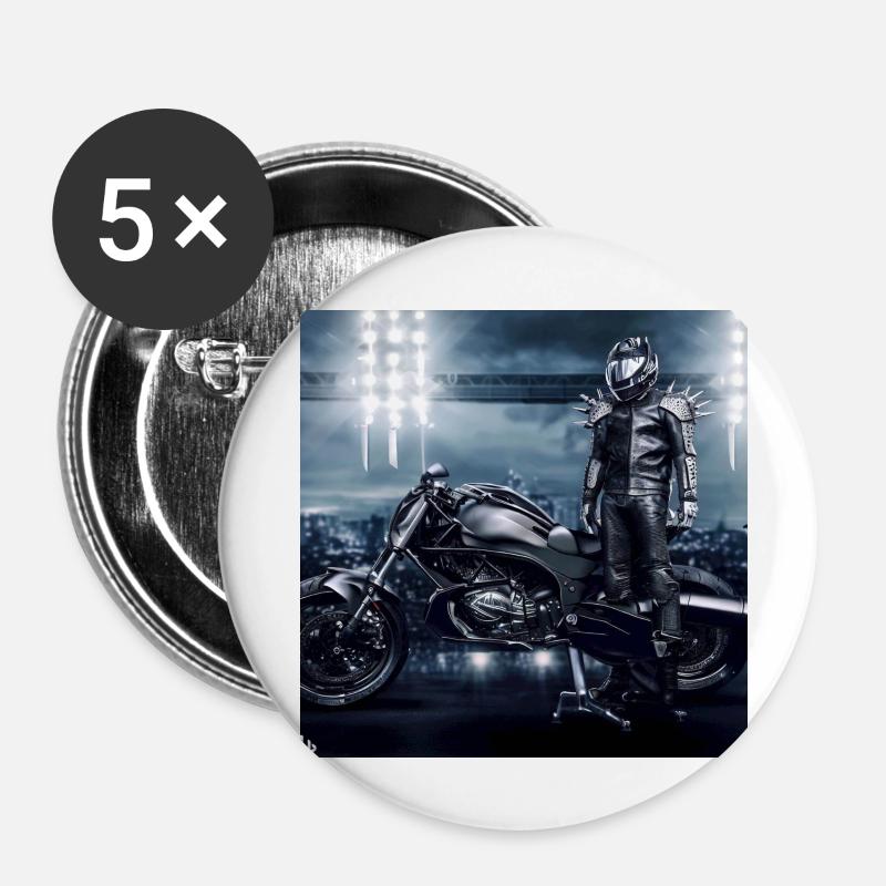 Motorrad digitale Kunst - Buttons klein 25 mm (5er Pack) - Weiß
