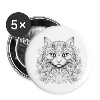 Persian Cat - Buttons small 1''/25 mm (5-pack) - white - Front