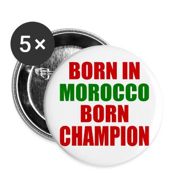 born in morocco born champion - morocco - Buttons small 1''/25 mm (5-pack) - white - Front