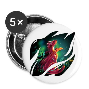 Dragon fantastique - Lot de 5 petits badges (25 mm) - blanc - Devant
