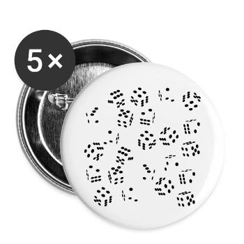 Dés - Illusion d’Optique - Soirée Jeux - Aléatoire - Lot de 5 petits badges (25 mm) - blanc - Devant