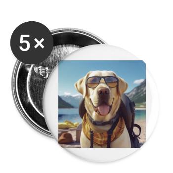 Labrador with sunglasses and backpack on vacation - Buttons small 1''/25 mm (5-pack) - white - Front