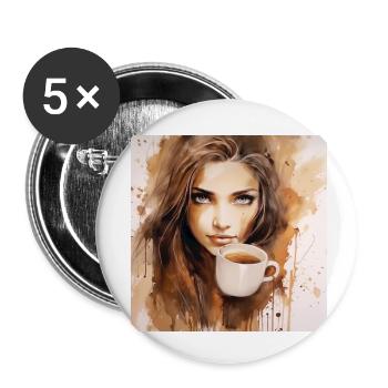 Aroma Serenade: Beautiful Brown Watercolor of a - Buttons small 1''/25 mm (5-pack) - white - Front