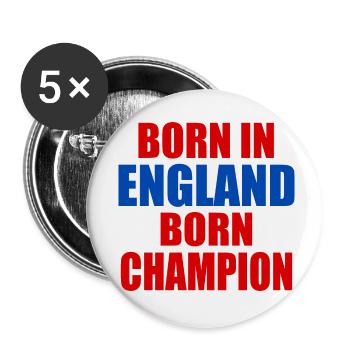 born in england born champion - angleterre - Lot de 5 petits badges (25 mm) - blanc - Devant