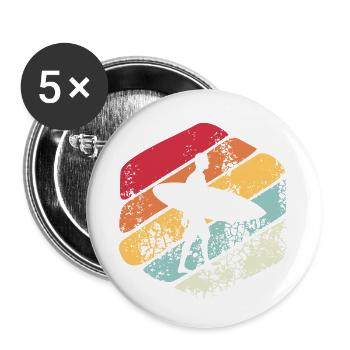 Vintage Surfen Geschenk - Buttons klein 25 mm (5er Pack) - Weiß - Vorne