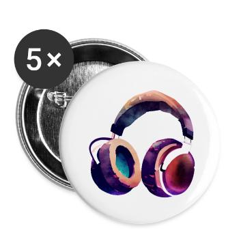 Headphones Singer Listen to music Singing Musicians Gamer - Buttons small 1''/25 mm (5-pack) - white - Front