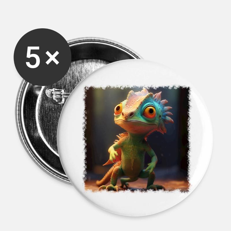 Cool kamæleon - Buttons/Badges lille, 25 mm (5-pack) - hvid