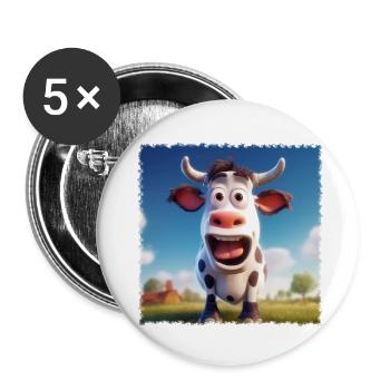 Verrückte Kuh - Buttons klein 25 mm (5er Pack) - Weiß - Vorne