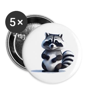 Waschbär - Buttons klein 25 mm (5er Pack) - Weiß - Vorne