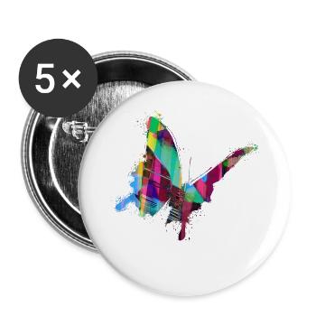 Papillon, Aquarelle, Coloré, Peinture, Graffiti - Lot de 5 petits badges (25 mm) - blanc - Devant