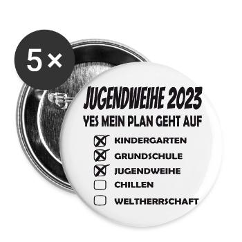 jugendweihe 2023 Part1 - Buttons klein 25 mm (5er Pack) - Weiß - Vorne