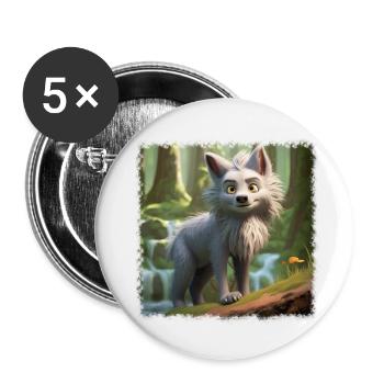 Cooler Wolf - Buttons klein 25 mm (5er Pack) - Weiß - Vorne