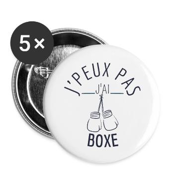 J peux pas j ai boxe - Lot de 5 petits badges (25 mm) - blanc - Devant