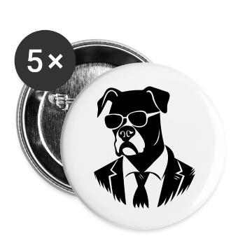 Races de chiens boxers - Lot de 5 petits badges (25 mm) - blanc - Devant
