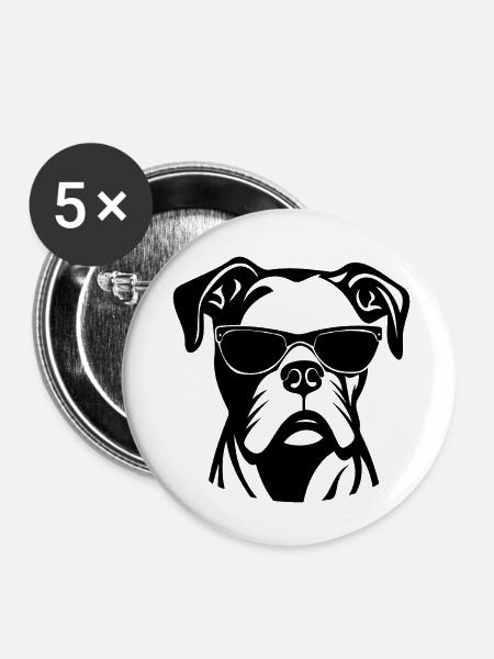 Boxer Hund Hunderasse - Buttons klein 25 mm (5er Pack) - Weiß