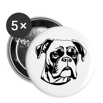 Races de chiens boxers - Lot de 5 petits badges (25 mm) - blanc - Devant
