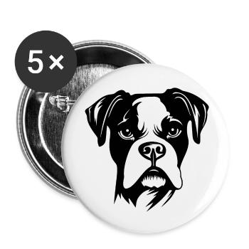 Races de chiens boxers - Lot de 5 petits badges (25 mm) - blanc - Devant