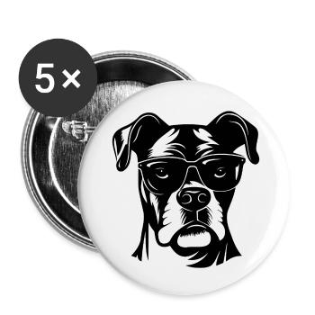 Races de chiens boxers - Lot de 5 petits badges (25 mm) - blanc - Devant