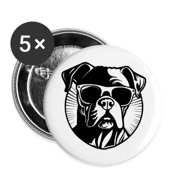 Races de chiens boxers - Lot de 5 petits badges (25 mm) - blanc - Devant